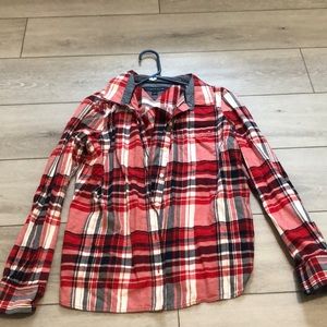 Size M Tommy Hilfiger red and white and black flannel